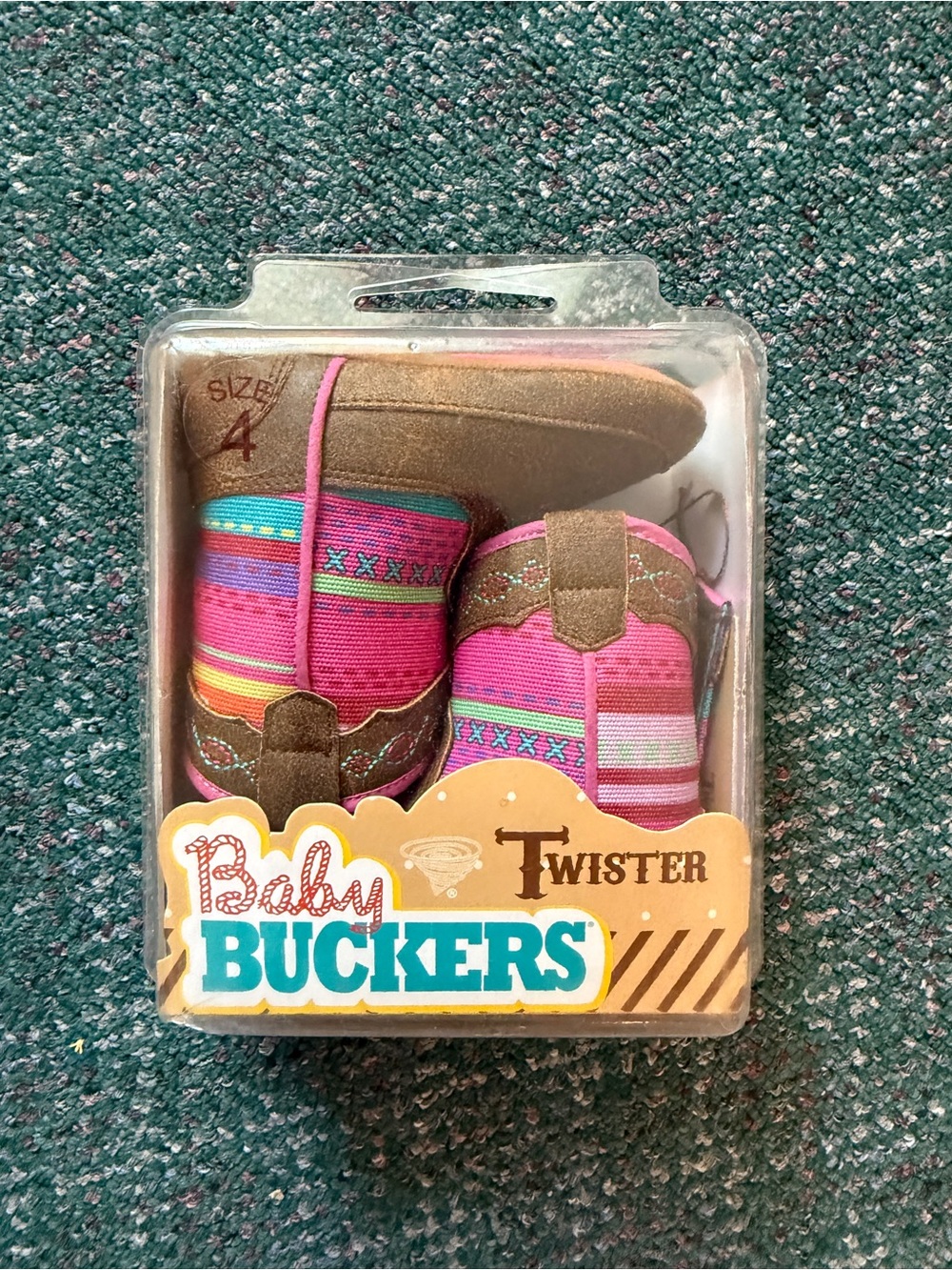 Twister Pink & Brown Kids Boots - Size 4